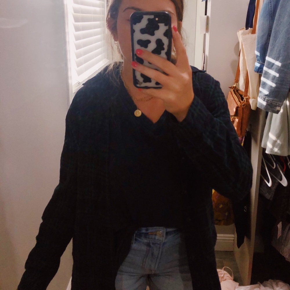 Brandy Melville Navy and Green Flannel